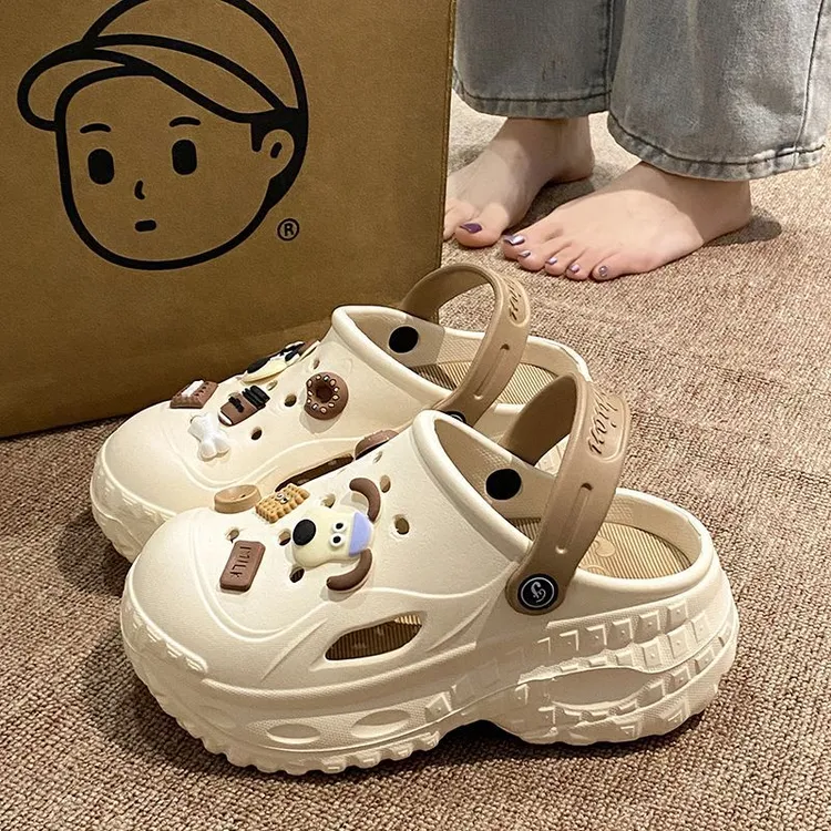 EVA趣味掌门狗外穿凉拖鞋女爱卡通百搭软底增高一字拖厚底