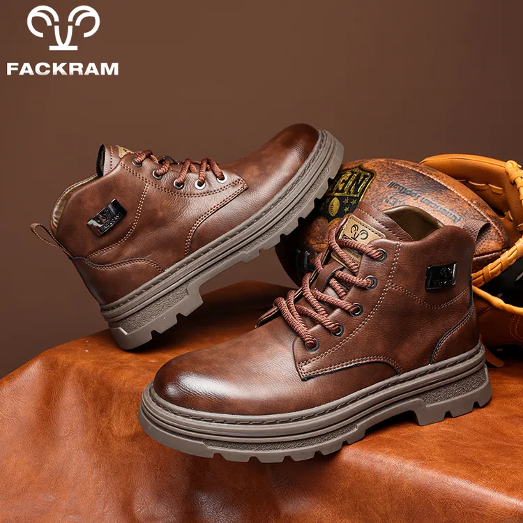 FACKRAM2025年秋冬季新款户外休闲马丁靴男鞋百搭厚底中高帮男靴
