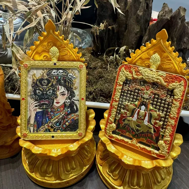 高品质双面钛钢外壳 浮雕龙五爷生肖唐卡 手绘描金 拍一发五