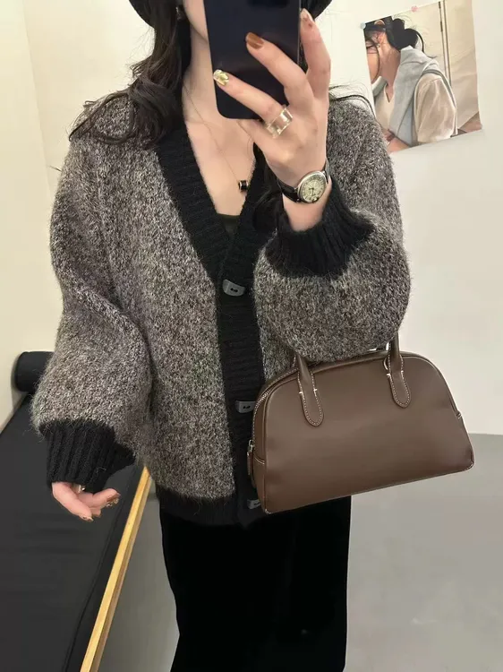 秋冬新款绵羊毛针织毛衣开衫外套女2025巨好看早秋穿搭上衣