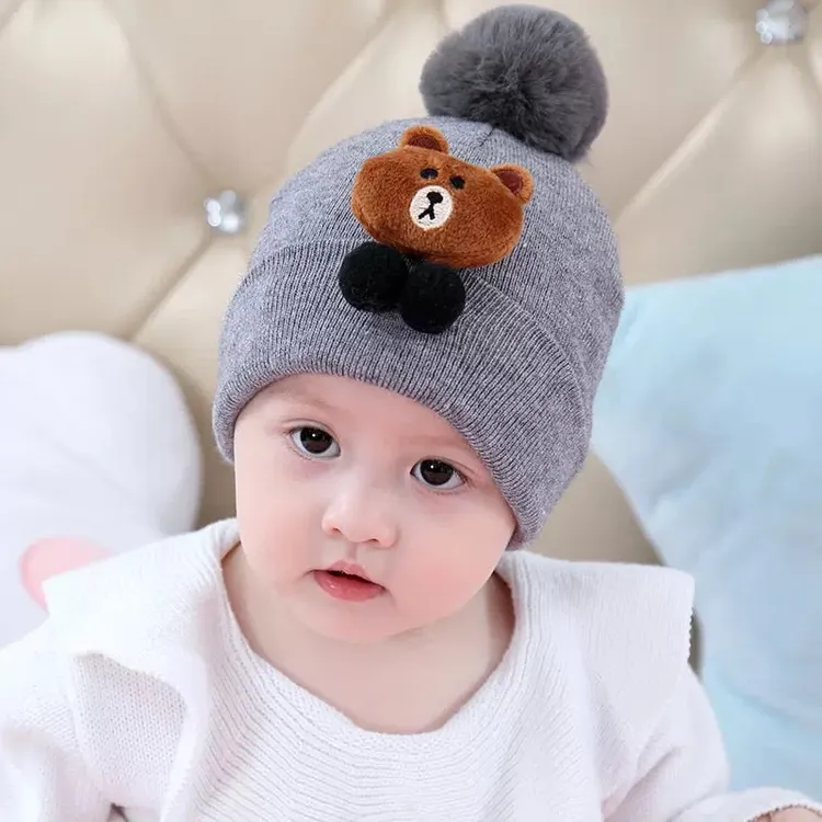 婴儿帽子3-6-12个月女秋冬宝宝帽子0-1-2岁儿童毛线男帽小孩成人