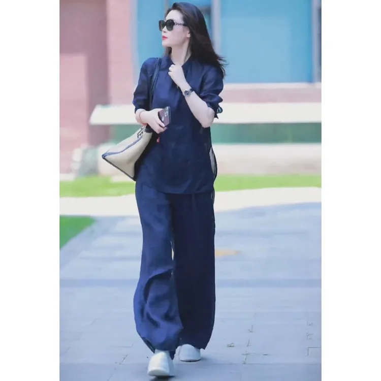 亚麻套装女夏装2025减龄时尚休闲洋气新款高端苎麻阔腿裤气质整套