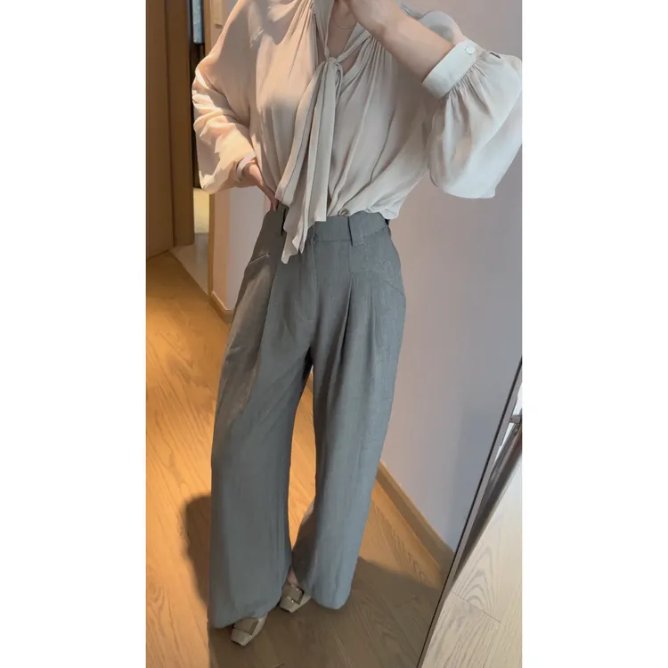 【盆栽制度】The row风极简浅灰绿平腰直筒西裤