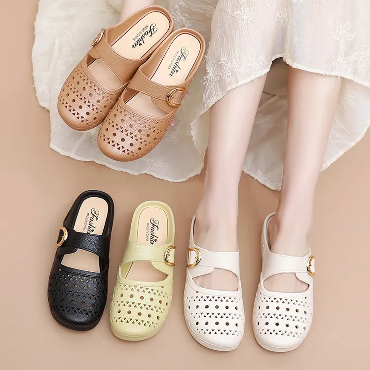 新款女士包头拖鞋沙滩鞋女款夏百搭软底软面防滑洞洞鞋外穿凉拖女商品图