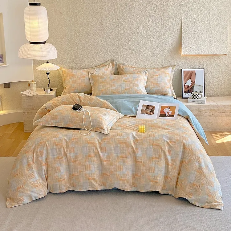 100%磨毛四件套2024秋冬新款轻奢简约加厚系列印花绣花小清新斜纹