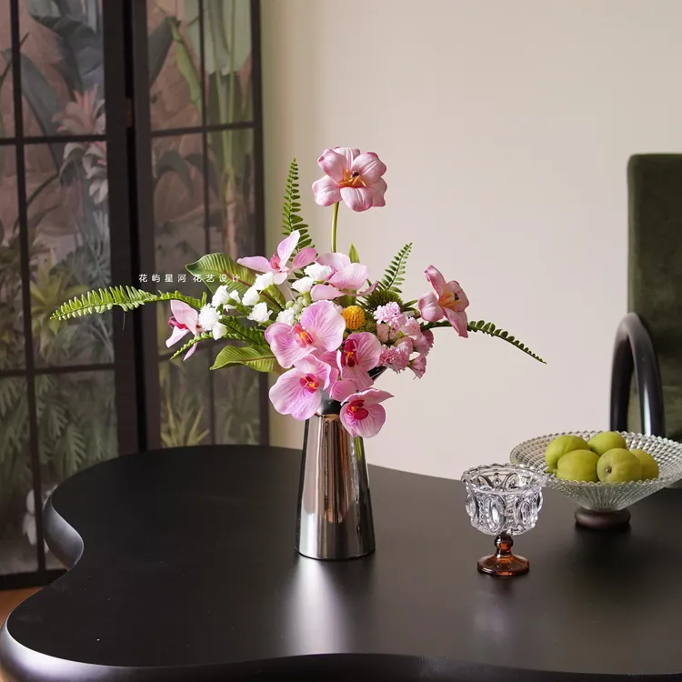 花屿星河|设计师 原创花艺设计粉色花束仿真花餐桌花茶几家居装饰
