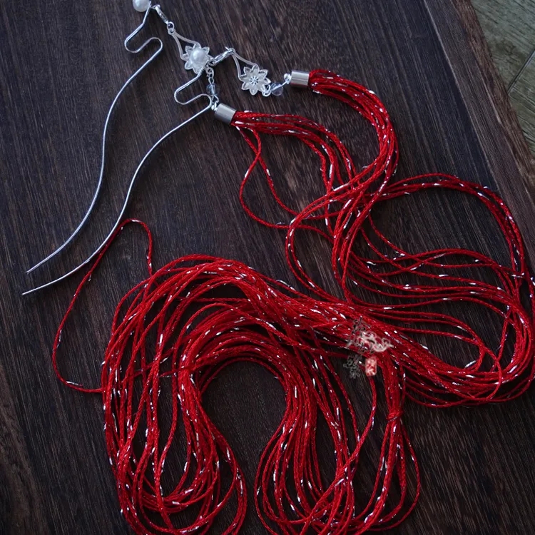 多色杨柳簪1米长流苏仙侠清冷风宿命感步摇发簪战国袍汉服头饰品