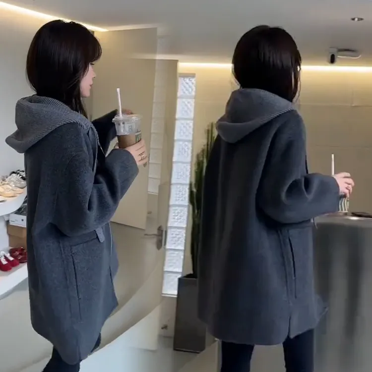 2025秋冬新款时尚显瘦气质网红高档洋气女高级百搭宽松毛呢外套潮