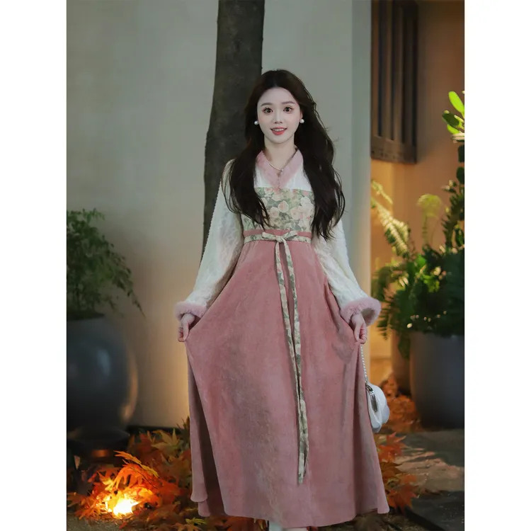 瑶西【锦上添花】原创设计油画风汉服长袖冬季厚款汉元素国风