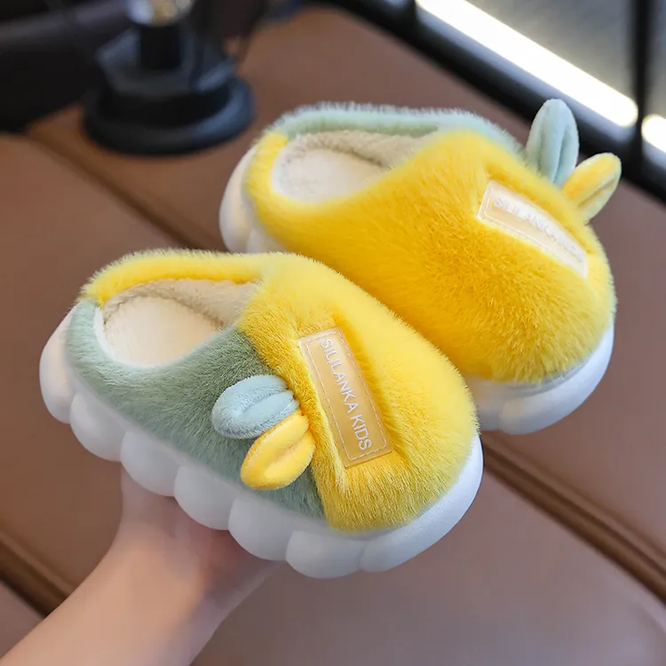 【新款】儿童拖鞋冬季新款卡通可爱小孩毛拖鞋男女童室内保暖棉拖鞋