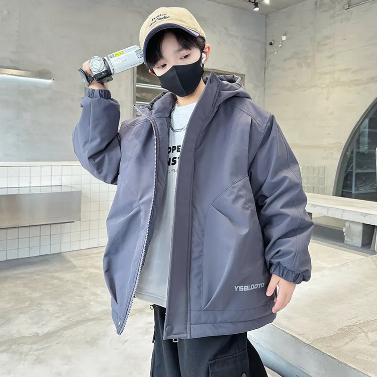 儿童装男童冬装夹棉加厚外套2025新款中大童秋冬款男孩冬季派克服