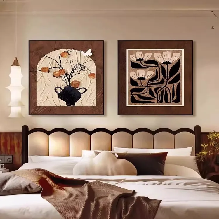 古风装饰画卧室床头高级感房间背景墙画复古抽象壁画客厅沙发挂画
