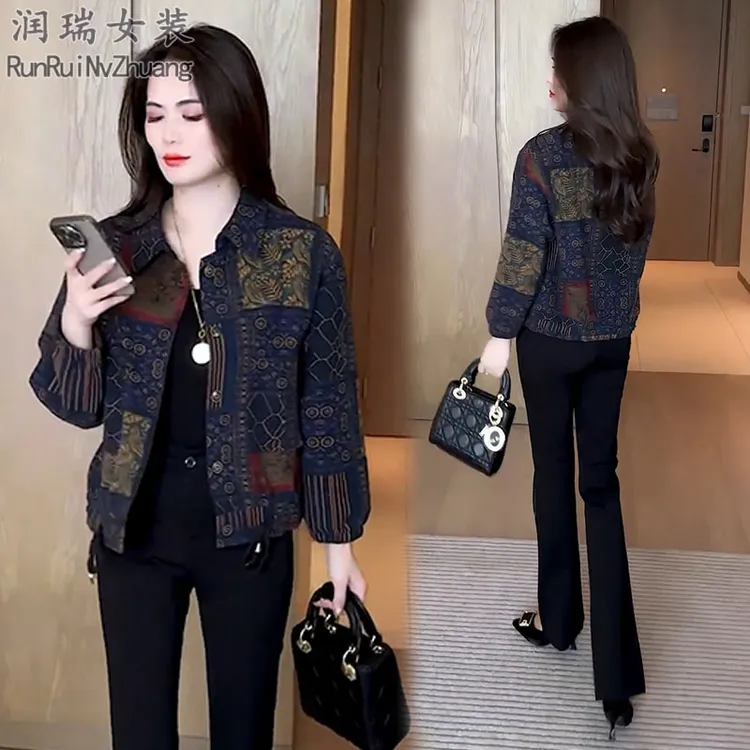 复古港风短外套女2025秋季新款宽松显瘦爆款洋气减龄妈妈装夹克潮