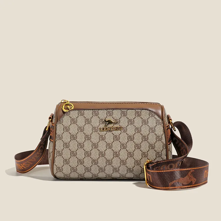 新款真皮时尚百搭女士包袋鼠包经典印花单肩肩包轻奢复古麻将包