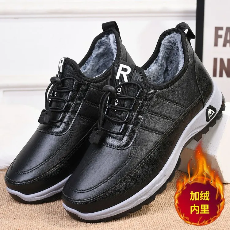 全国包邮~高帮男士棉鞋冬季加厚保暖中老年软底一脚蹬爸爸休闲靴