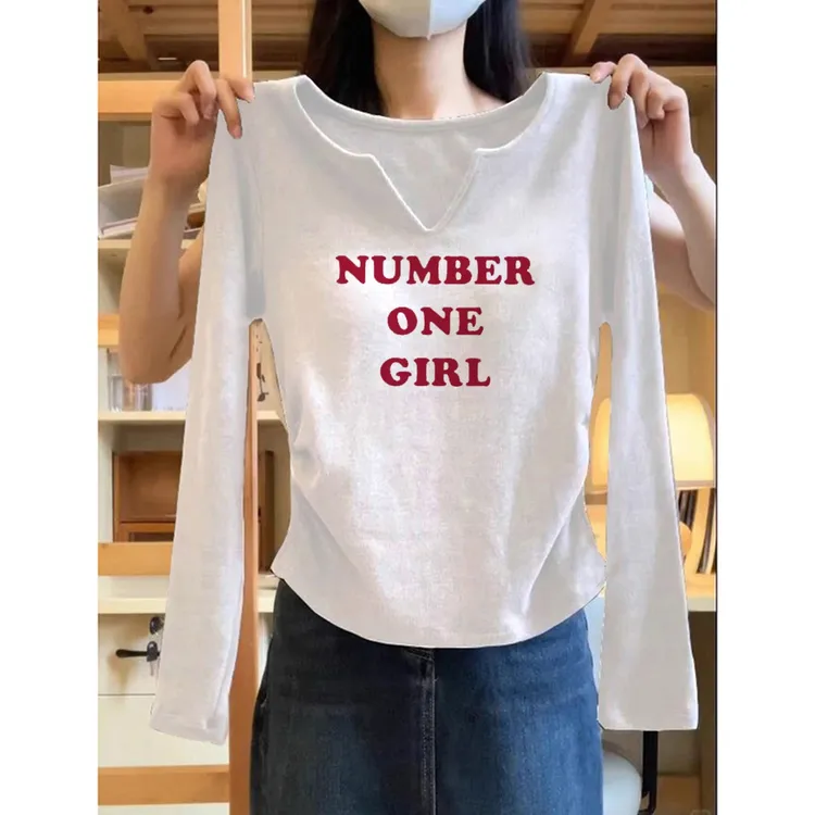 2025爆款秋季内搭欧货小衫白色小v领长袖t恤女装修身显瘦洋气上衣