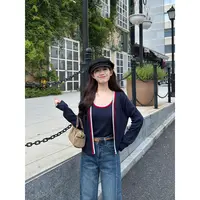 王家有鱼【大姚小姚】2025秋韩版时尚撞色针织衫真两件套百搭上衣女