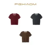 【PGXIAOM】润秀定制黑 红 咖三色彩点针织短袖上衣SY10223