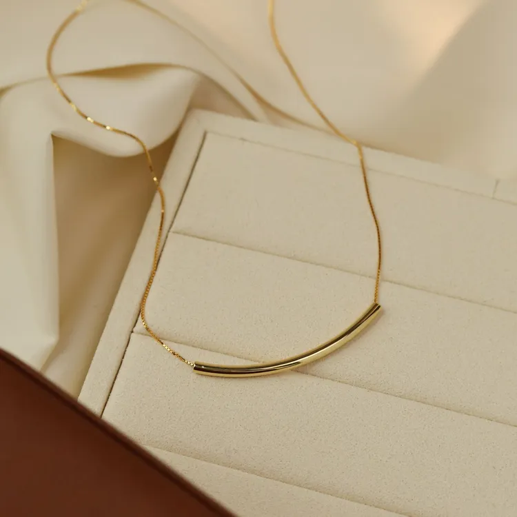 丽沁 坠链均925银 气质微笑银链轻奢时尚百搭小众简约极简项链