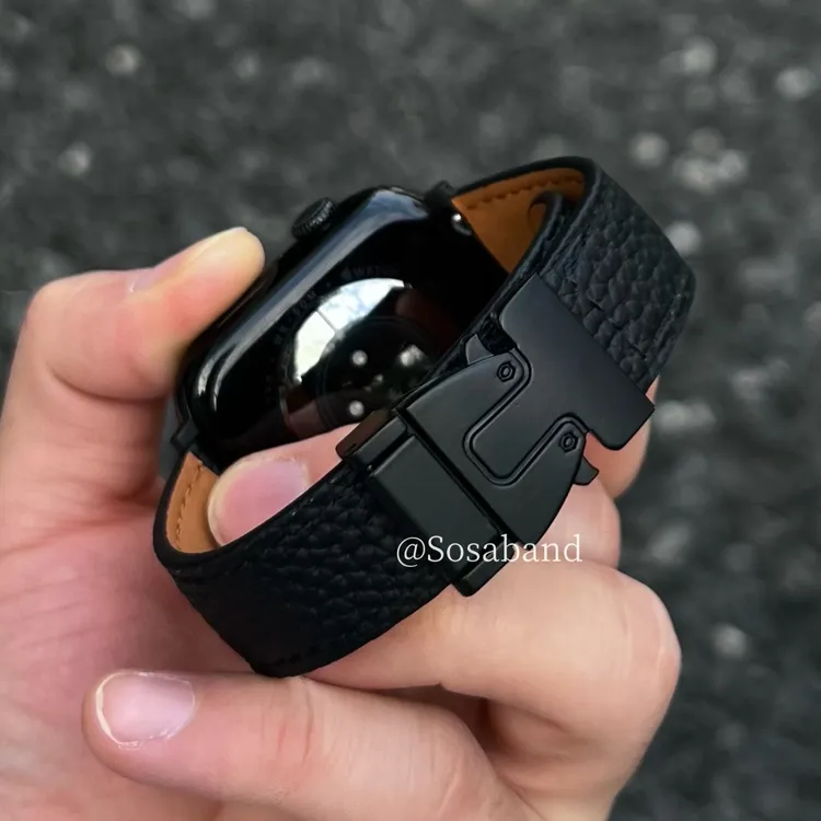 SosaBand伞扣荔枝纹磁吸适用苹果S11手表带10Apple9Watch8ultra3i