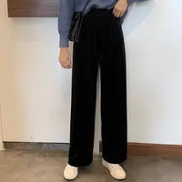 坠感金丝绒阔腿裤高腰丝绒裤宽松百搭直筒裤 C1960