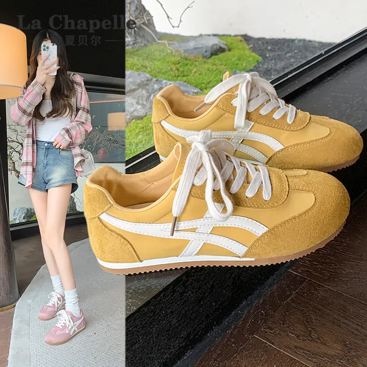 拉夏贝尔女款美式德训鞋秋冬季新款增高明星同款百搭运动板鞋