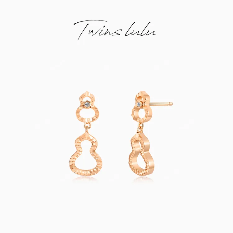 TWINS LULU 镀K金 精致礼物送女友简约精致双葫芦耳环TSL2526
