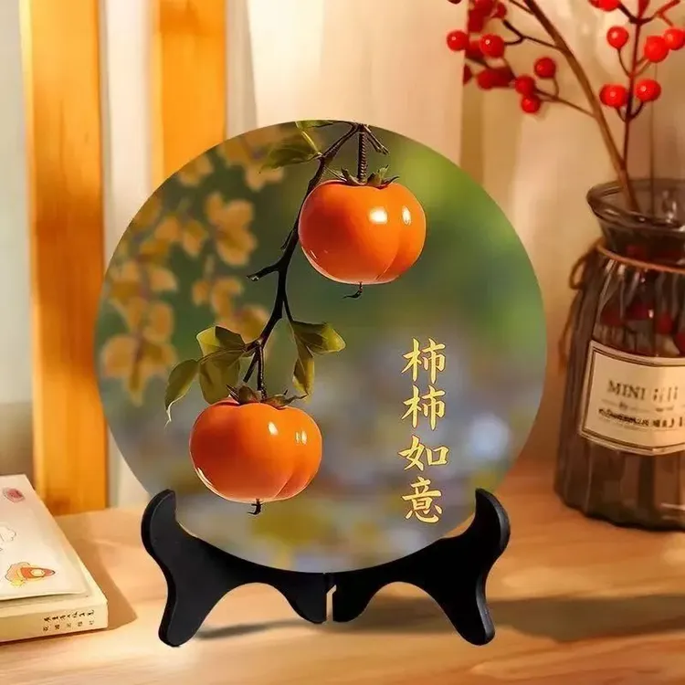 财源滚滚摆件现代装饰画八方来财圆盘摆件玄关柜成品客厅摆件
