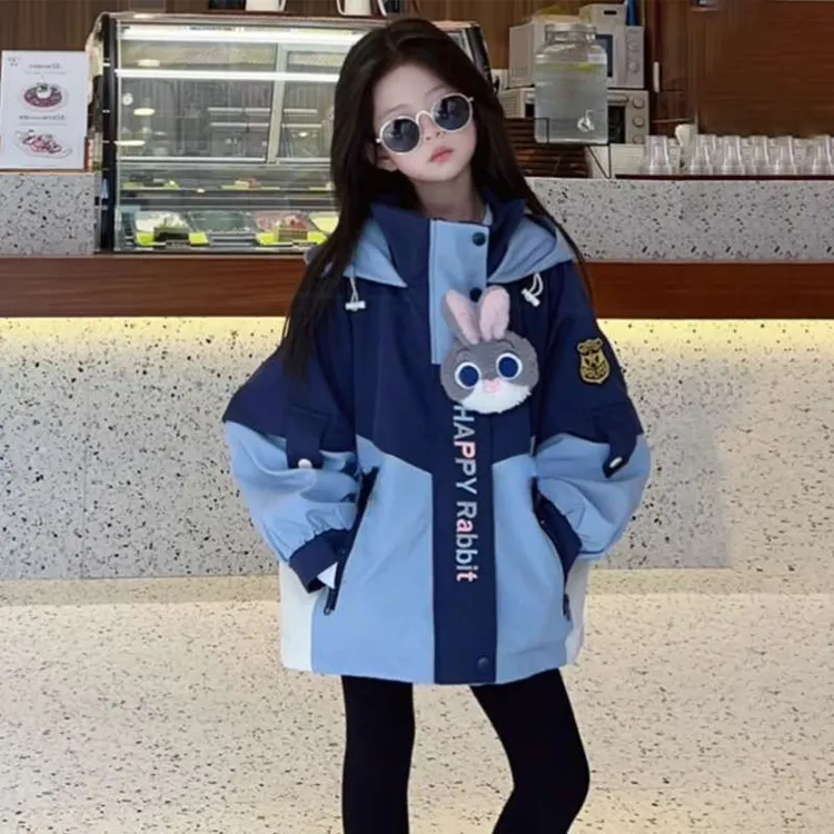 朱迪兔子警官衣服女童冲锋衣冬装儿童外套秋冬款三合一加绒厚秋装