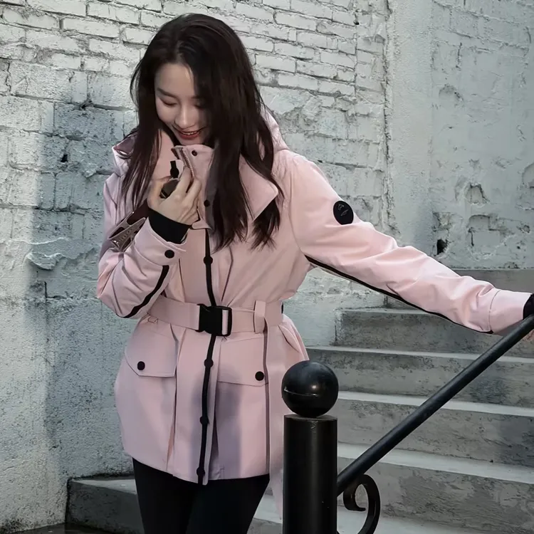 HELA AOMI “粉冲锋鹅”90白鹅绒收腰工装风羽绒服CY5DM02541