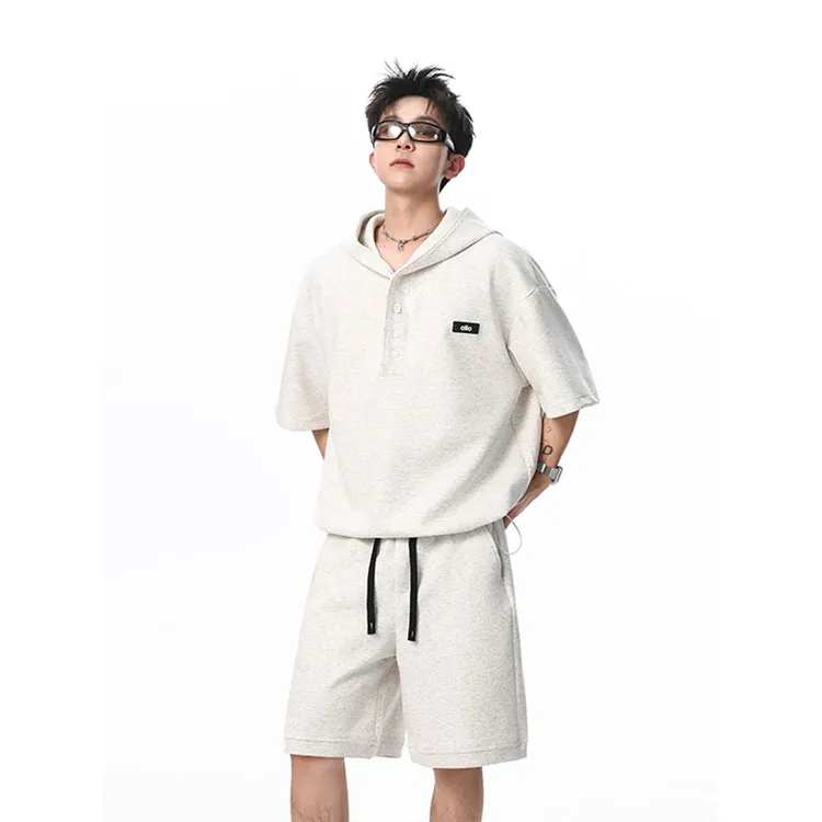 两件装/单件装酷帅穿搭套装美式连帽短袖夏季青少年休闲运动短裤