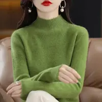 【一线成衣】秋冬新款羊毛半高领女经典百搭款针织纯色打底衫羊绒