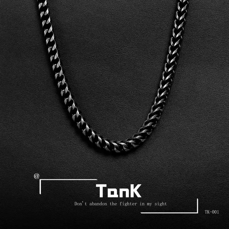 钛钢项链 钛钢龙骨设计感项链时尚百搭潮流个性潮高级感简约黑色商品图
