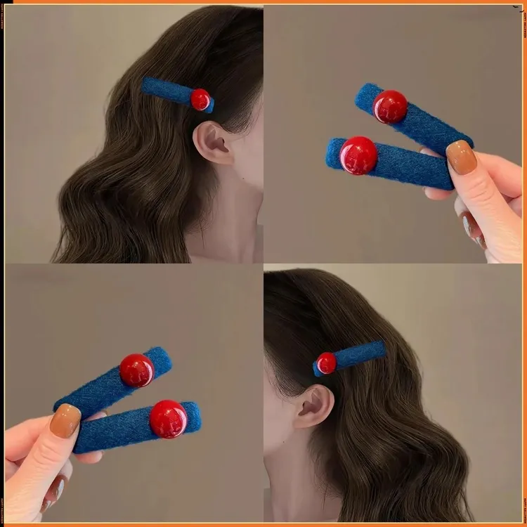 新款红色夹子发饰网红头发发卡可爱洋气发夹侧边夹新年发饰头饰