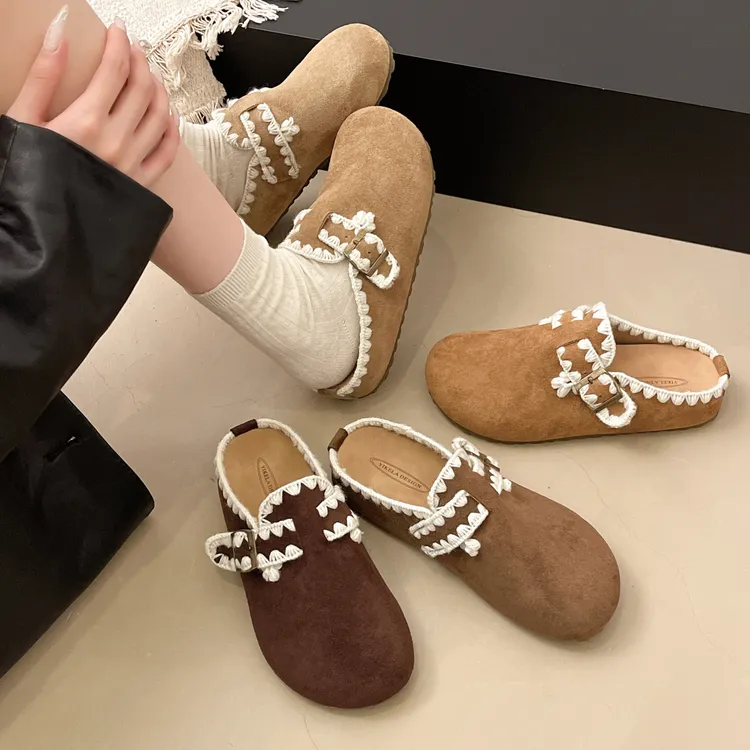 厚底增高一脚蹬包头勃肯拖鞋女2025年秋季新款外穿懒人半拖ins潮