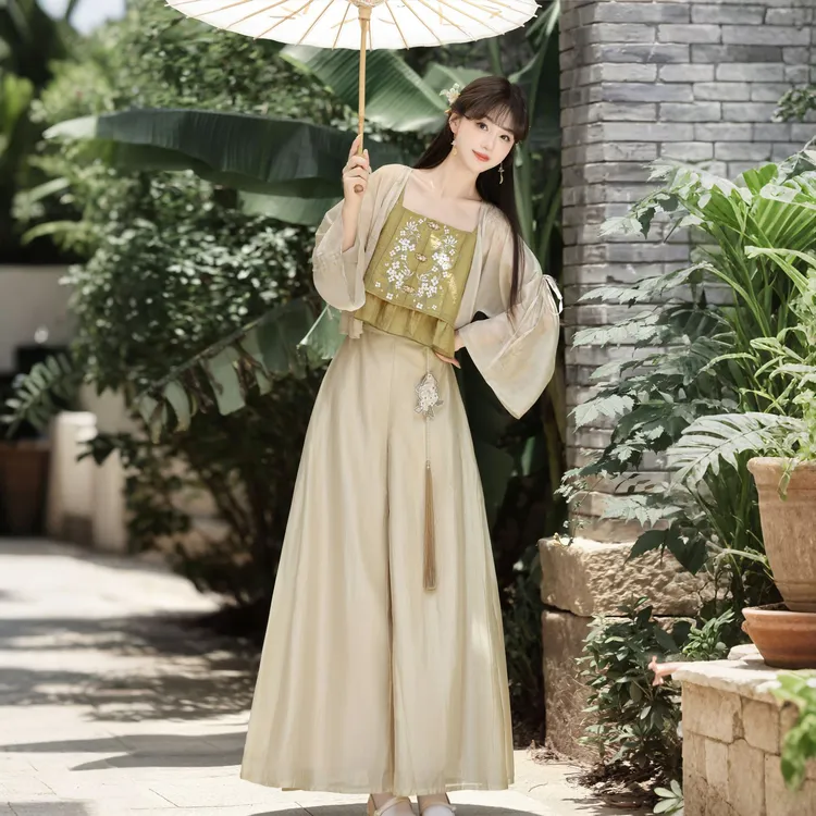 【槐香忘忧】汉服女装国风汉元素新中式外衫吊带裤子套装复古时尚