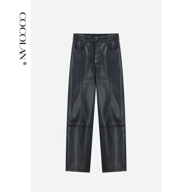 COCOLAN【范西】秋冬新款女九分休闲裤皮裤CL6K052
