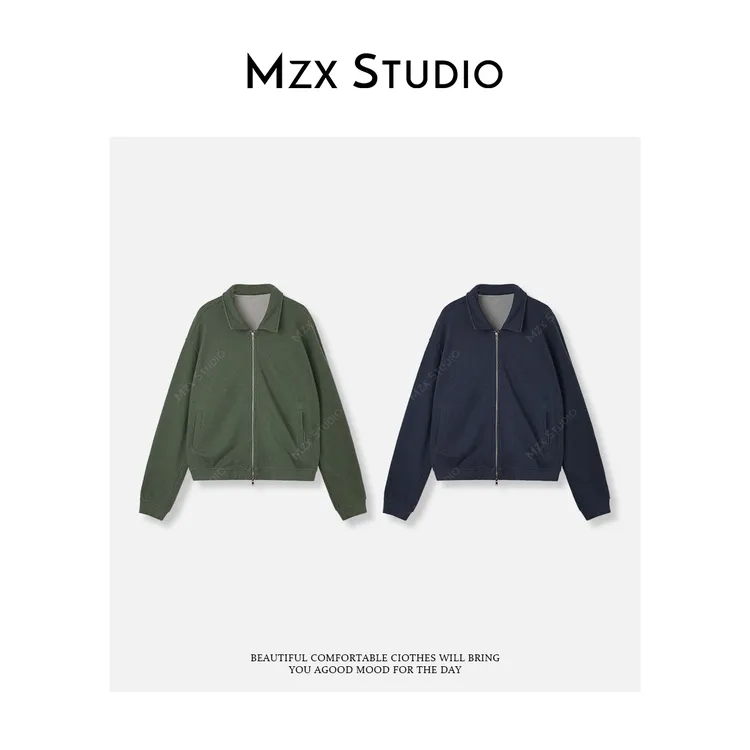 MZX 秋季全棉高级雾面感软糯纯色长袖翻领外套上衣 WT10226-P