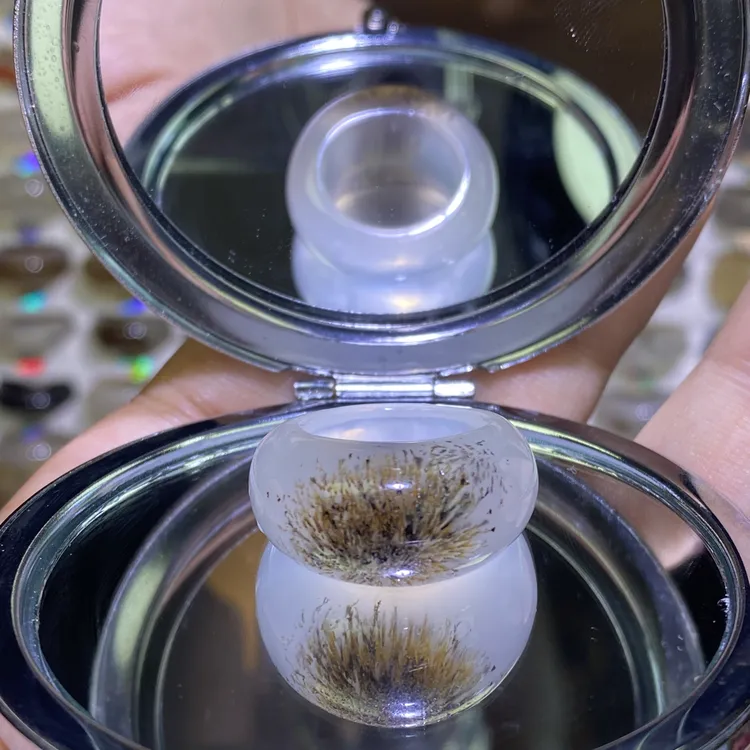 港码13，直径16.5圈口发丝鹅头特色玛瑙戒圈