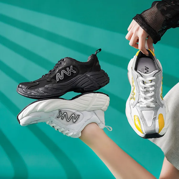 【M.nk HOME】马皮版真皮老爹鞋厚底复古做旧擦色跑鞋时尚透气5218