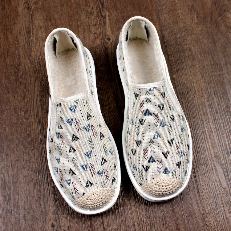 2025新款冬季加绒保暖一脚蹬舒适二棉老北京布鞋男士软底休闲棉鞋