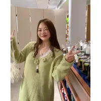 Dazi金大支  立体手工花V领毛衣0923/0401