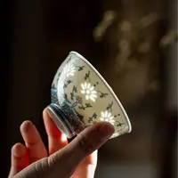 【富玉窑】斗彩荷莲纹鸡心杯