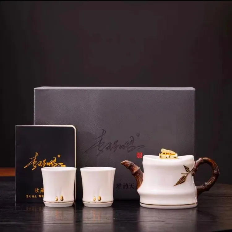 【李辉熠大师手做】羊脂玉瓷浮雕金蝉壶家用泡茶壶陶瓷茶壶功夫茶具商品图