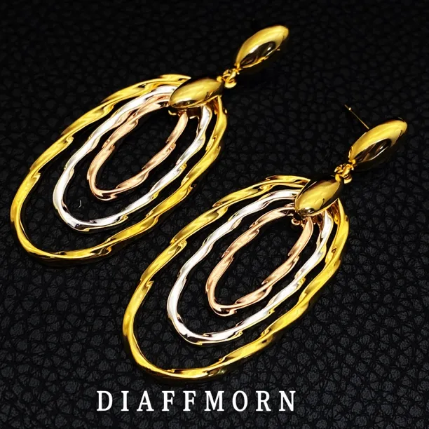 铜合金耳饰 YM《光影交错》 重工版简约大气法式气质耳环