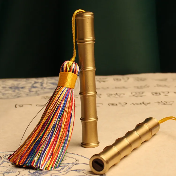 黄铜竹节火折子一吹即燃点烟器便携式打火机男性个性潮流礼物配饰