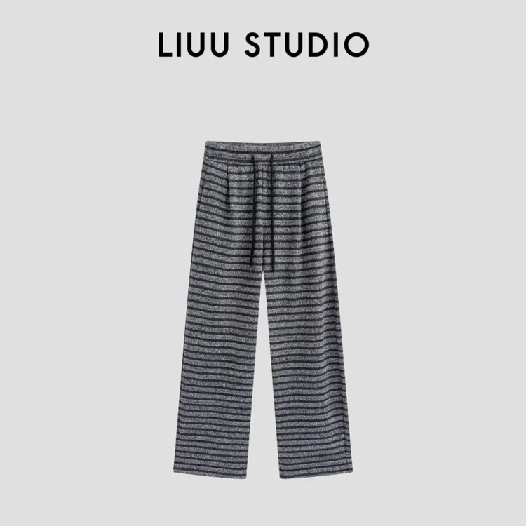 【LIUU】毛茸茸的松弛感 | 加绒条纹卫裤