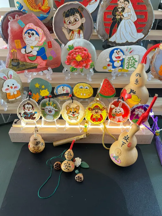 创意手工葫芦彩绘掐丝珐琅石头画（直播间一物一拍）请勿随意下单