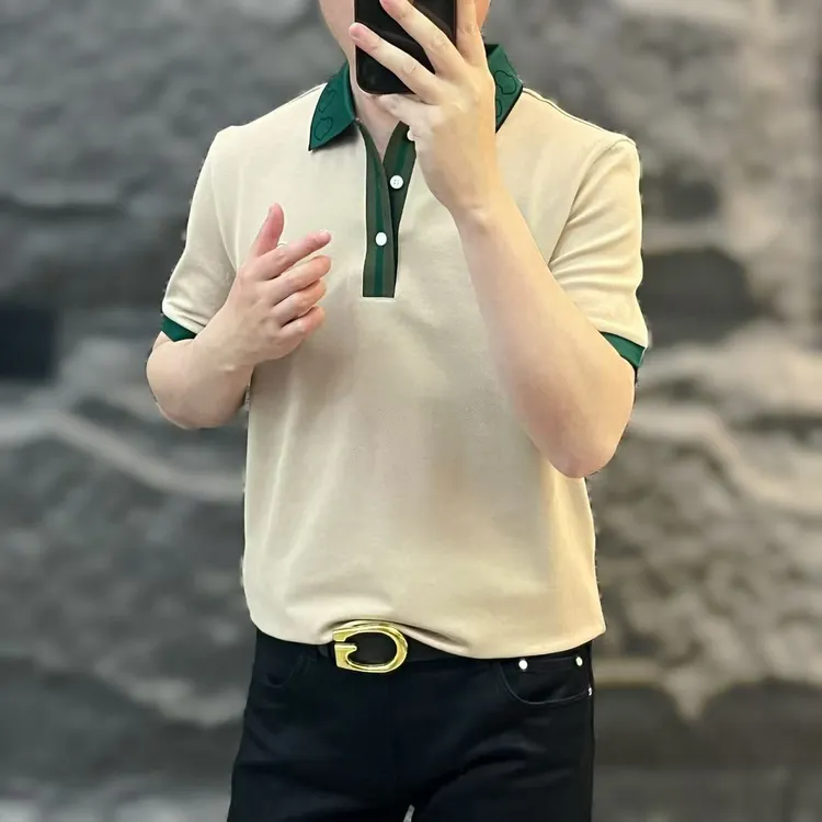 新款高端男士潮流春夏百搭个性时尚商务休闲简约翻领POLO衫8221