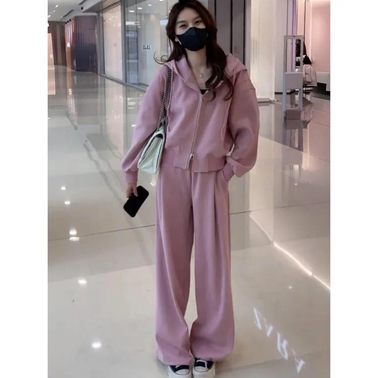 DUELIST时尚卫衣套装小众高级感休闲连帽外套阔 腿长裤运动两件套